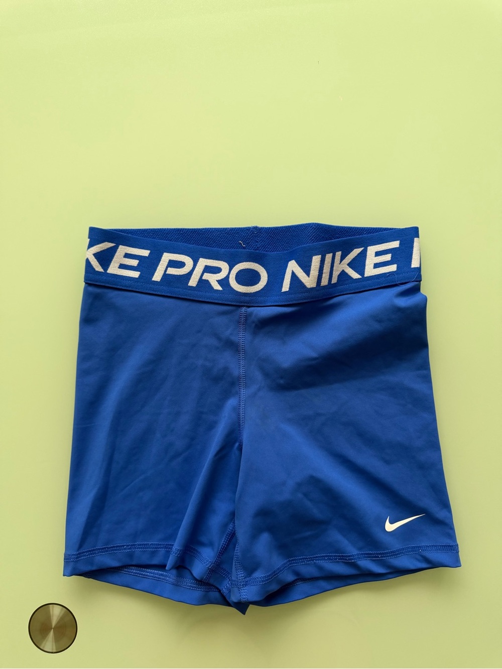 Nike Blue Pro Athletic Shorts with White Logo
